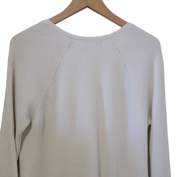 Athleta Sweater Hanover Refined V Neck Merino Wool Blend Small Bone Jumper SZ S - Picture 9 of 12